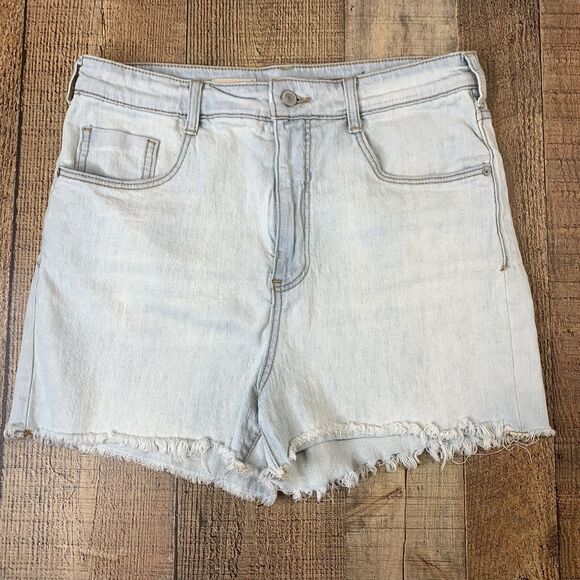 Anthropologie Pilcro Jean Shorts Ultra High Rise Light Wash Denim Raw Cut Off 30 - Picture 1 of 4